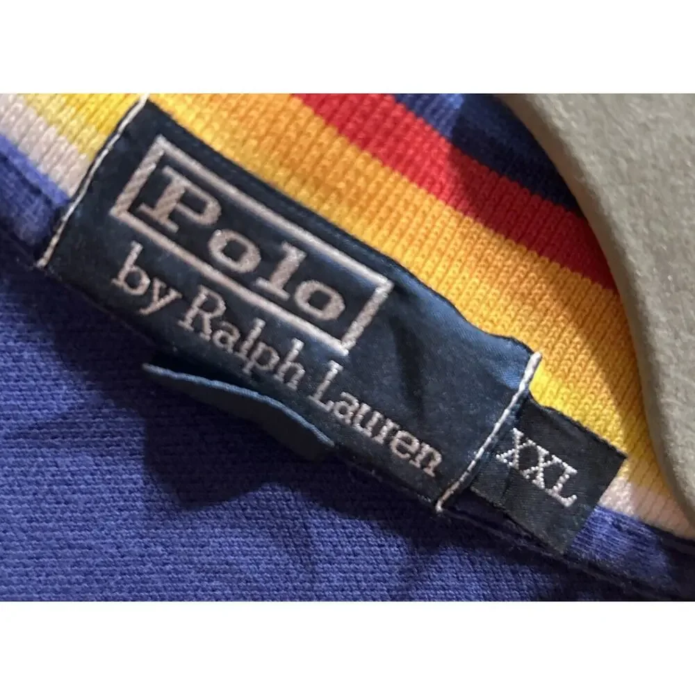 Men’s POLO By Ralph Lauren Rainbow Collar 1/4 Zip Short Sleeve Shirt Sz XXL *B2